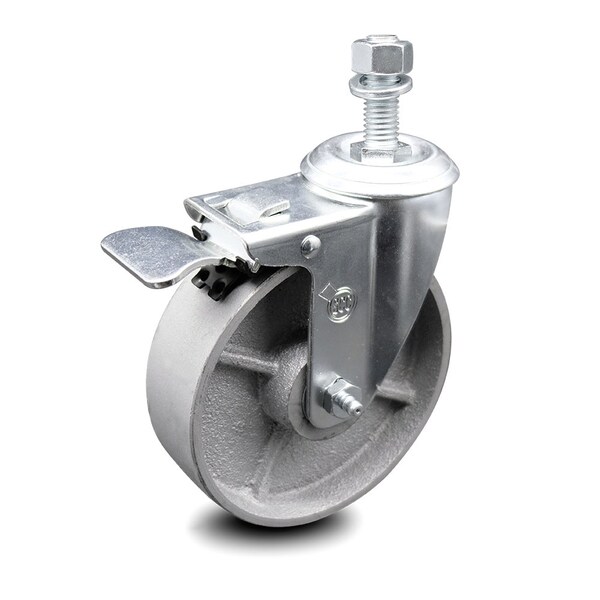 Semi Steel Swivel TS Caster w/Roller Bearing-5" Wheel&1/2" Stem w/Total Lock BRK